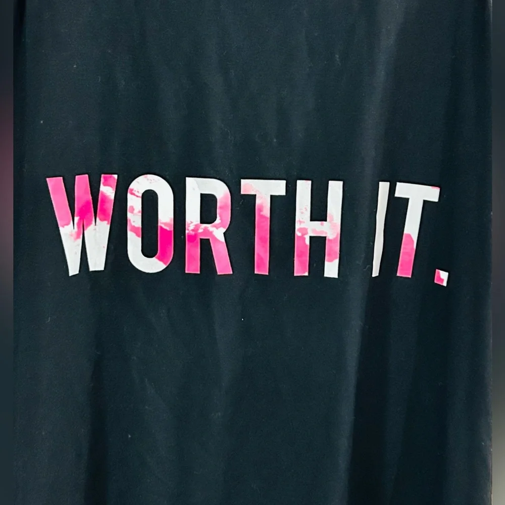 Black Work Out Tank Top with Pink & White Tie Dye Accents - Picture 3 of 4